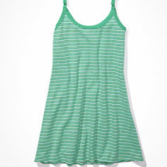 aerie | Dresses | Ae Knit Cami Mini Dress Green Strip | Poshmark